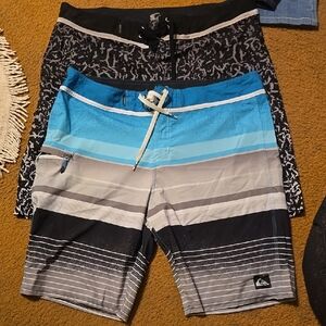 Quiksilver Blue and Gray Board Shorts for Swim